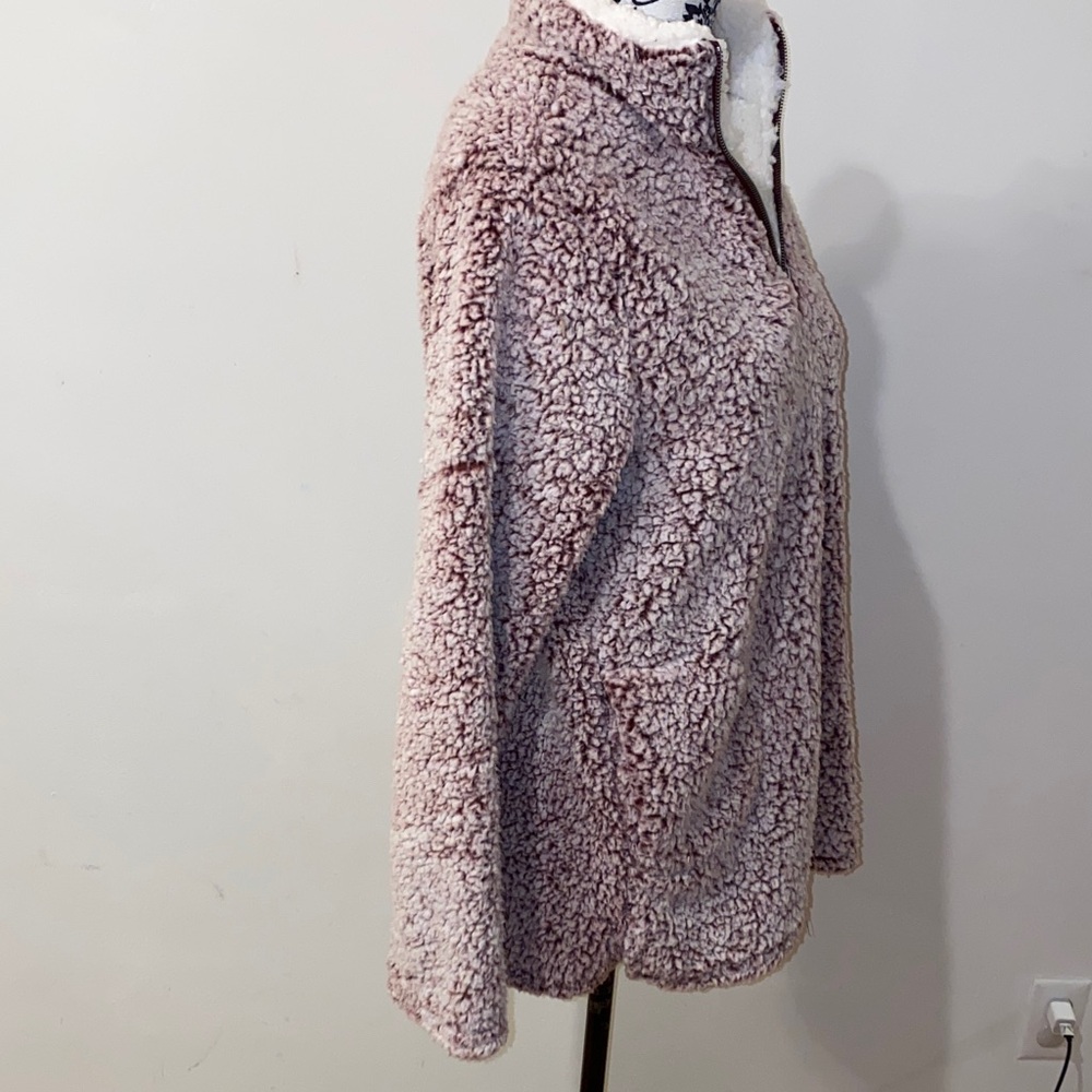 NWT!! Love Tree Sherpa 1/4 Zip Pullover Sweater - Soft Pink Size Large - Picture 6 of 13